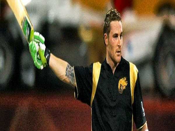 Brendon McCullum afterscoring a century for KKR in first match of IPL