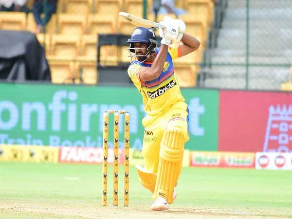 Mysuru Warriors' Ravikumar Samarth in action during KSCA T20 (Image: KSCA)