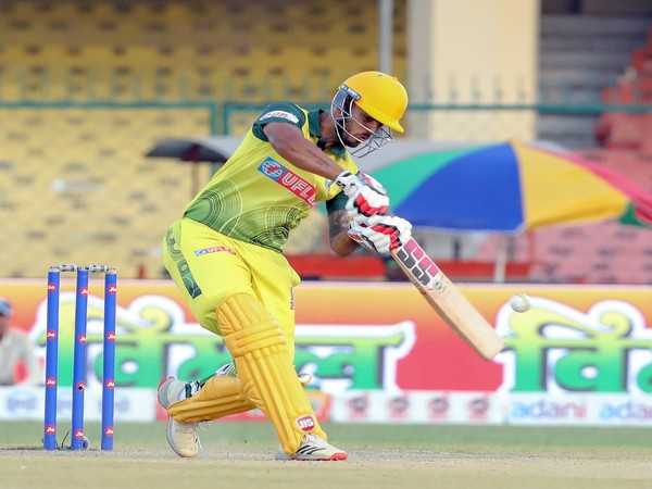 Noida Super Kings' Captain Nitish Rana in action against Lucknow Falcons during UPT20 (Image: UPT20/UPCA)