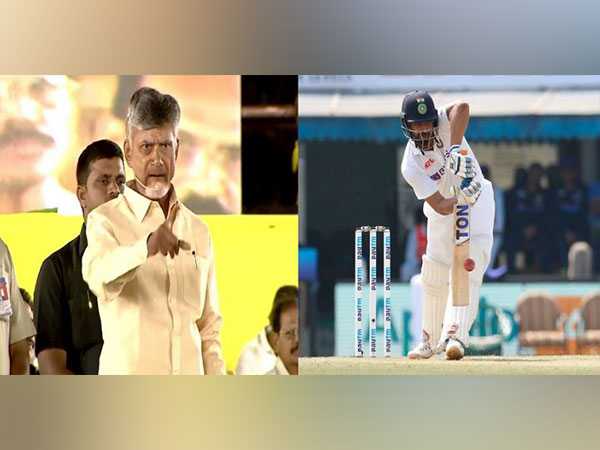 N Chandrababu Naidu and Indian batter Hanuma Vihari (Photo: ANI/ BCCI)